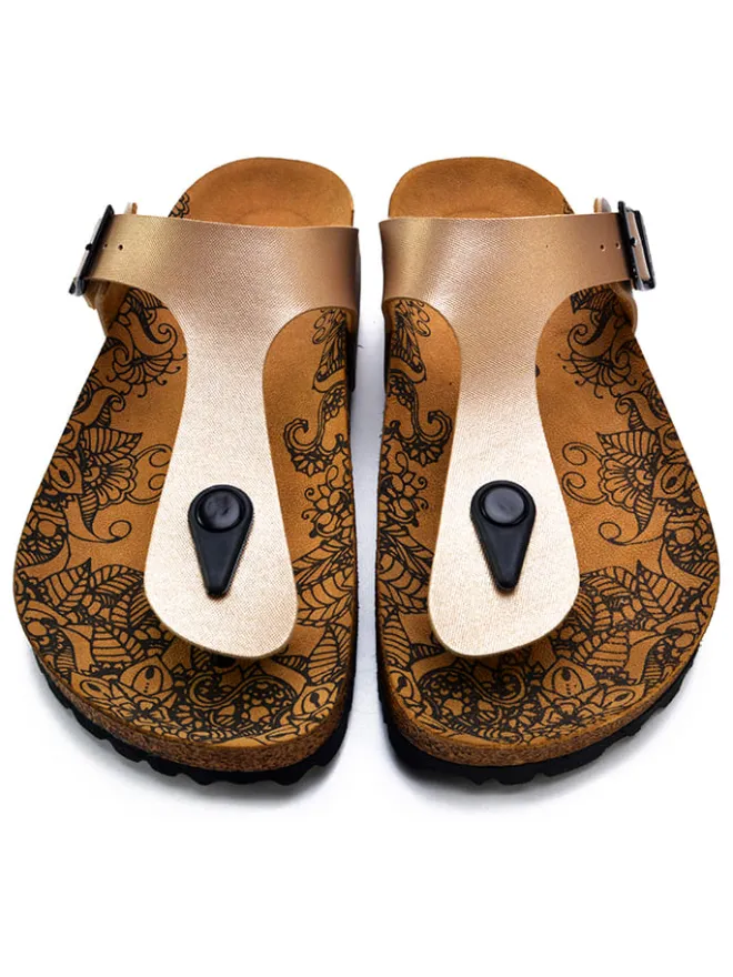 Calceo Sandalen^Zehentrenner in Gold