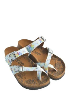 Calceo Sandalen^Zehentrenner in Hellblau/ Bunt