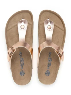 SABOKETS Sandalen^Zehentrenner in Rosa/ Gold